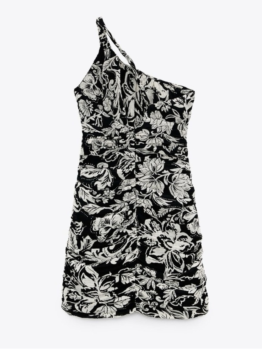 ZARA Printed One-Shoulder Dress - Picture 5 of 6